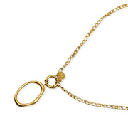 Gold-plated steel pendant with central oval and T-bar clasp, another view